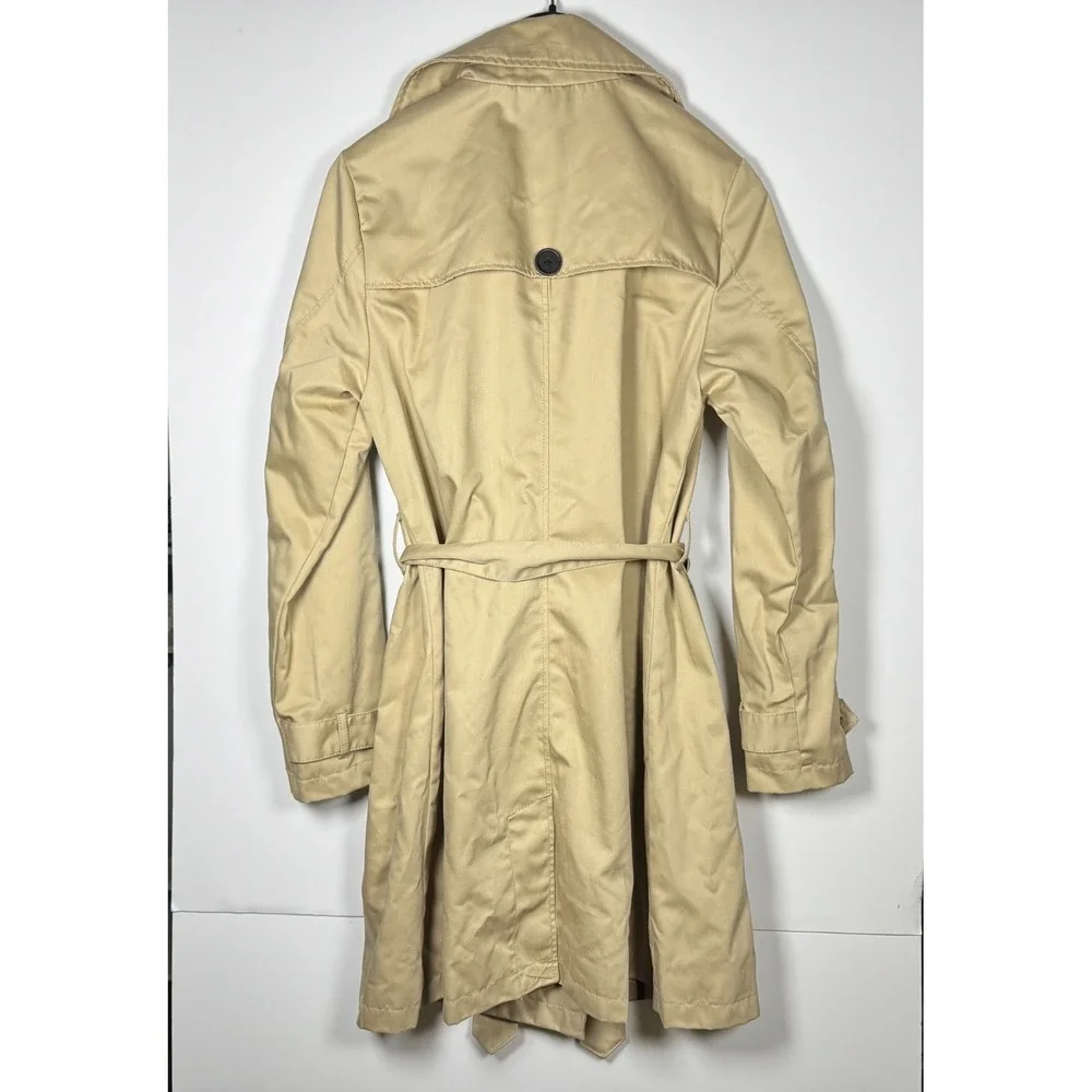 Merona Water Repellent Belted Trench Coat‎ Womens Large Beige Double Breasted